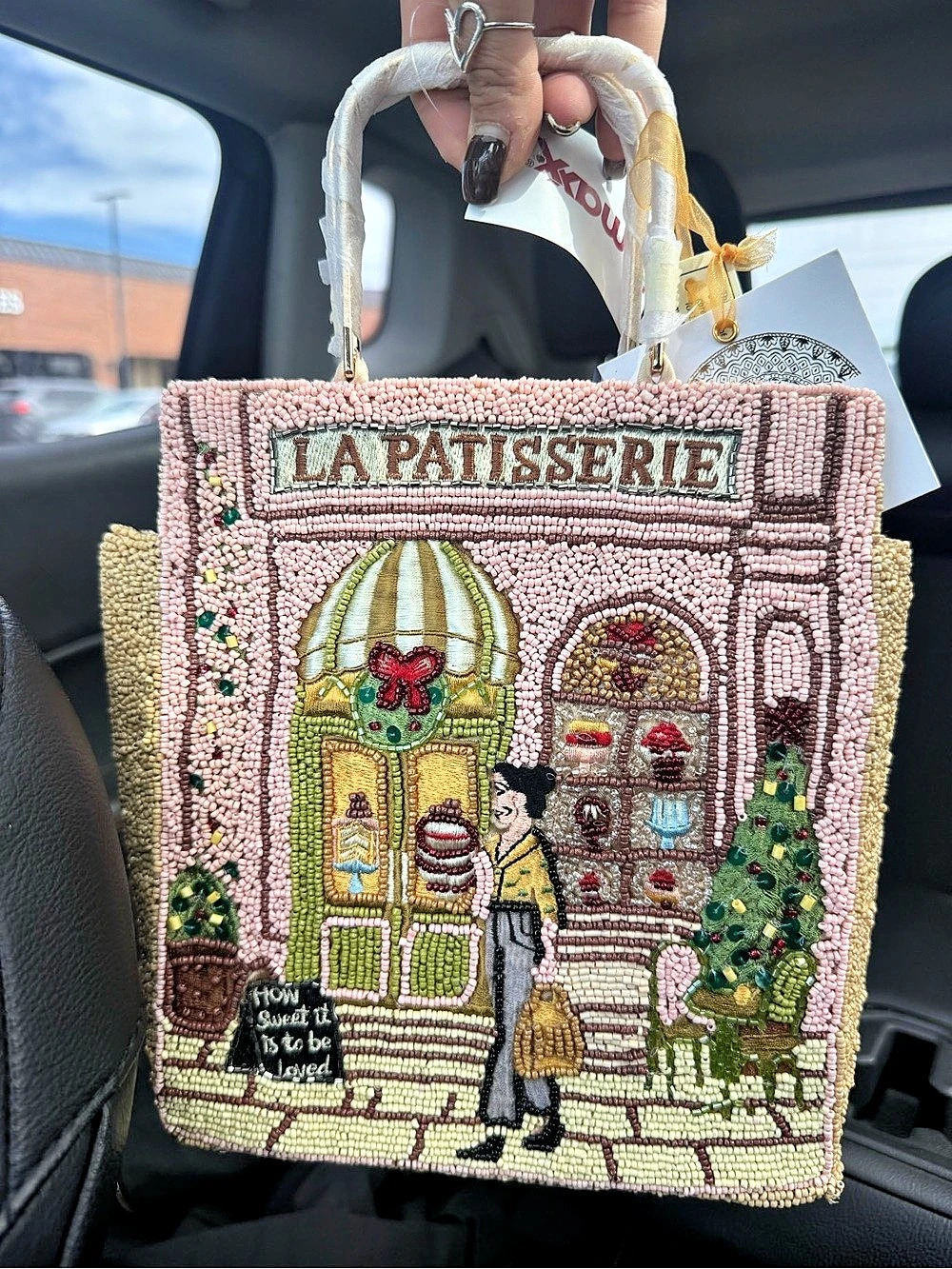 Thom Browne La Patisserie tote Beaded Tote in Pink & Gold NWT